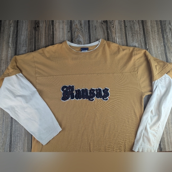 Y2K KANSAS Spell Out Vintage Shirt.  Size Large Fits Like An XL - Picture 4 of 10